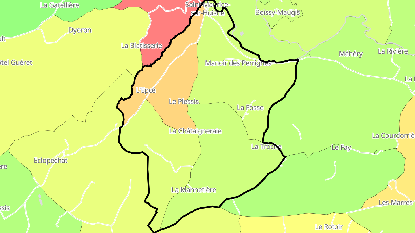 Carte des prix de l'immobilier Saint-Maurice-sur-Huisne