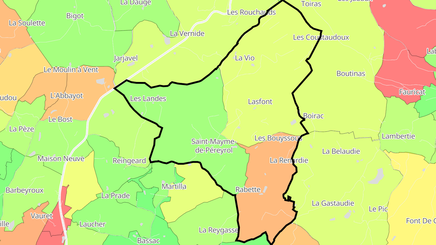 Carte des prix de l'immobilier Saint-Mayme-de-Péreyrol