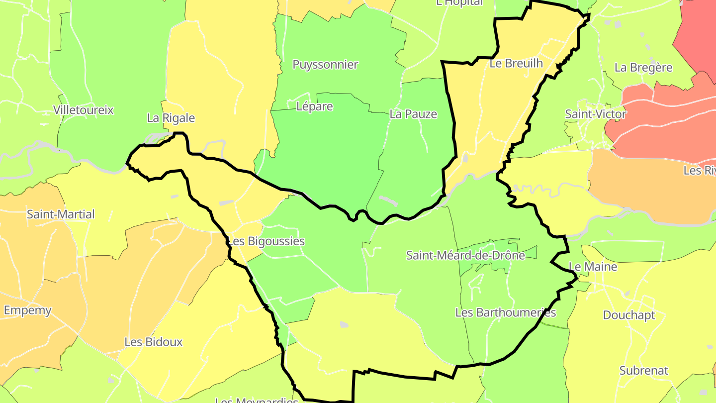 Carte des prix de l'immobilier Saint-Méard-de-Drône
