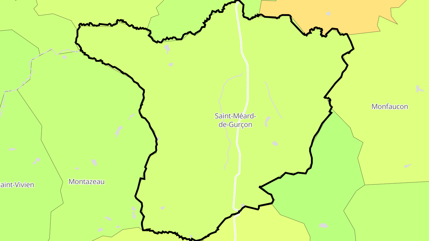 Carte des prix de l'immobilier Saint-Méard-de-Gurçon