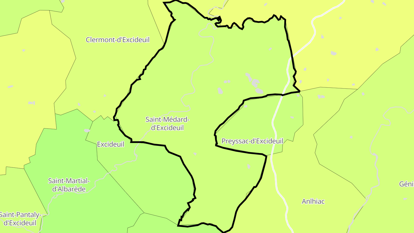 Carte des prix de l'immobilier Saint-Médard-d'Excideuil