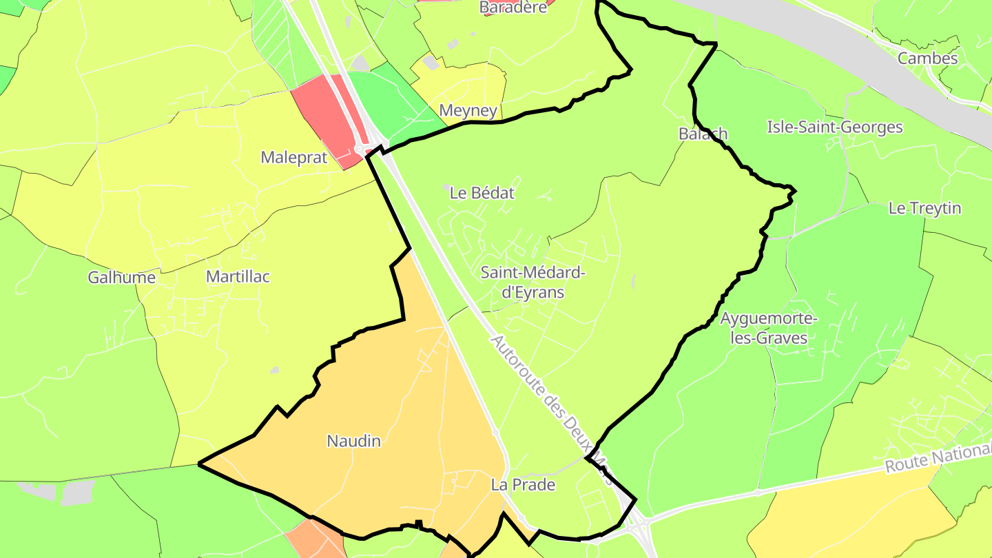 Carte des prix de l'immobilier Saint-Médard-d'Eyrans