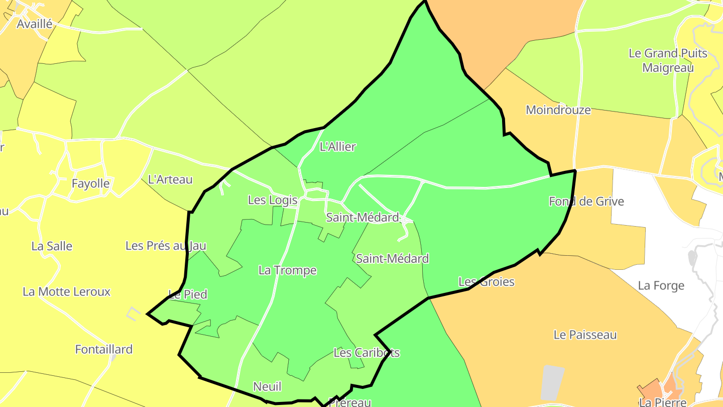 Carte des prix de l'immobilier Saint-Médard