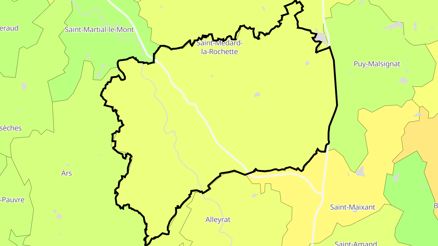 Carte des prix de l'immobilier Saint-Médard-la-Rochette