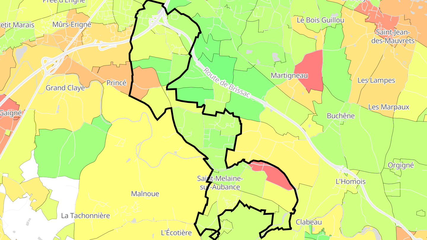 Carte des prix de l'immobilier Saint-Melaine-sur-Aubance