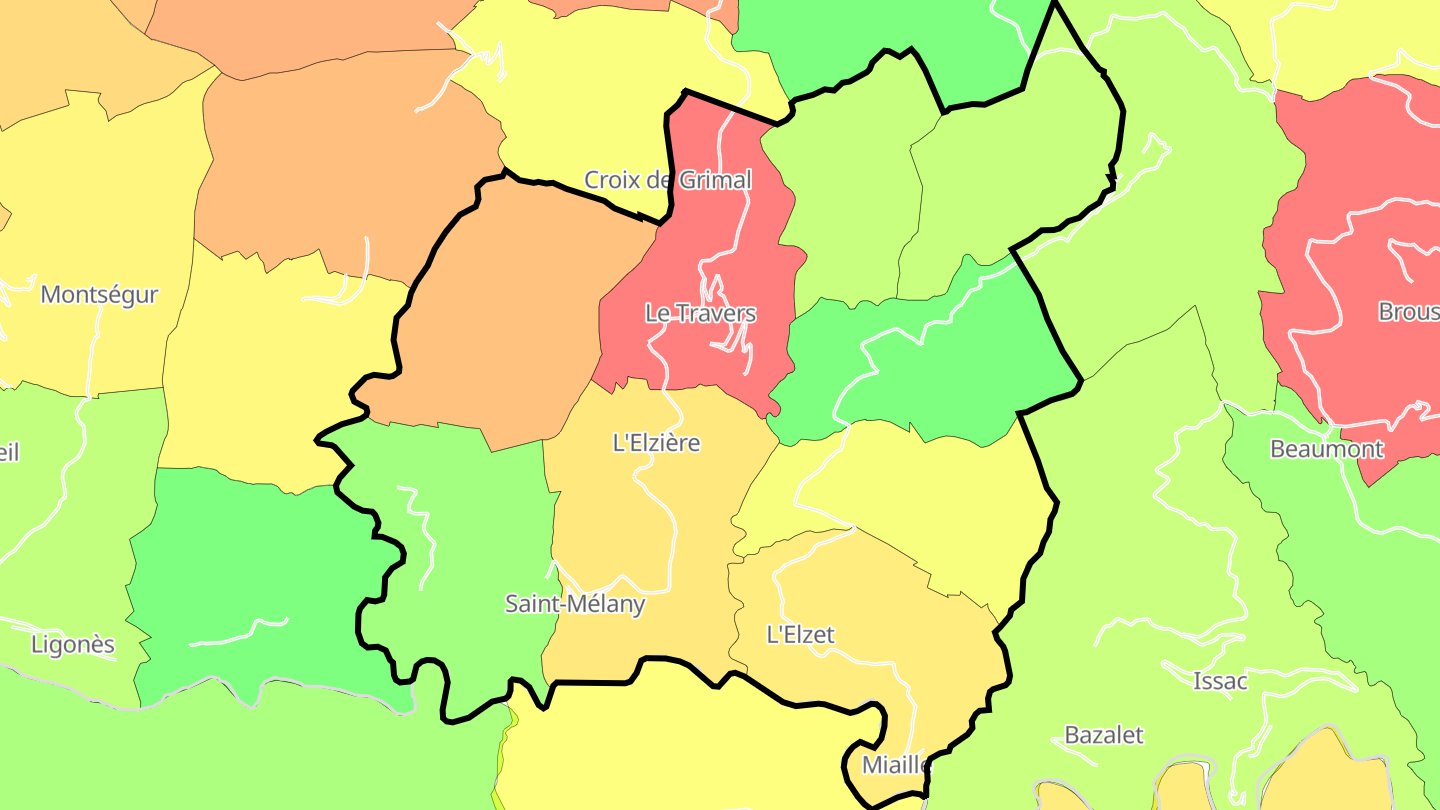 Carte des prix de l'immobilier Saint-Mélany