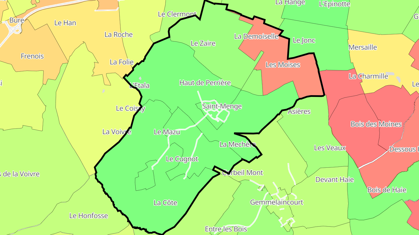 Carte des prix de l'immobilier Saint-Menge