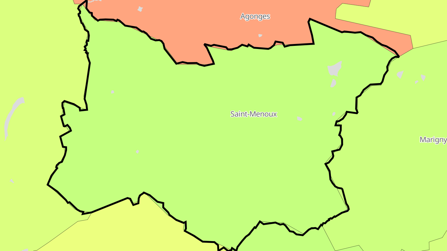 Carte des prix de l'immobilier Saint-Menoux