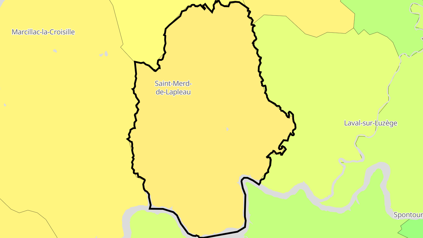 Carte des prix de l'immobilier Saint-Merd-de-Lapleau