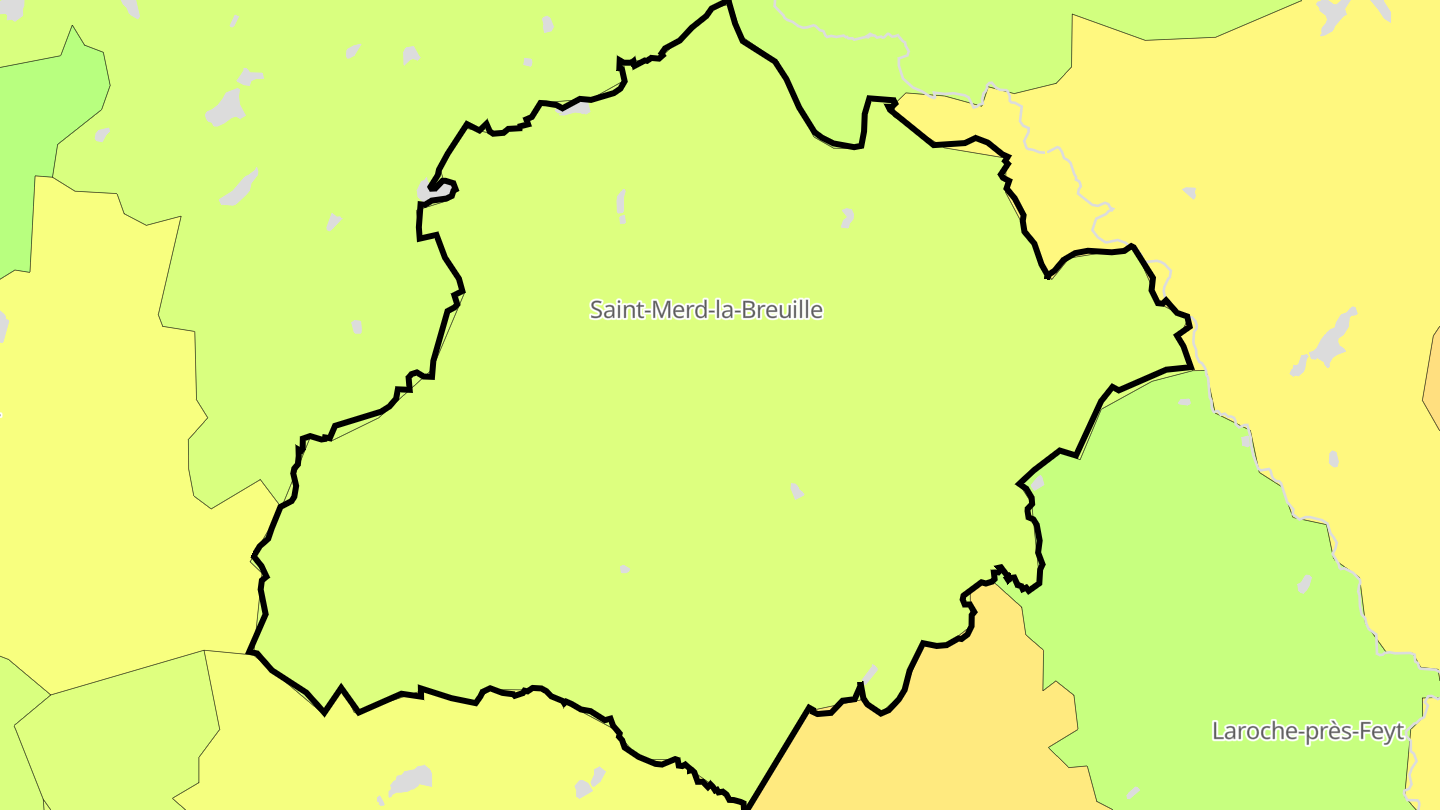 Carte des prix de l'immobilier Saint-Merd-la-Breuille
