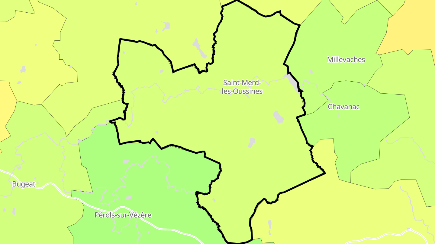 Carte des prix de l'immobilier Saint-Merd-les-Oussines