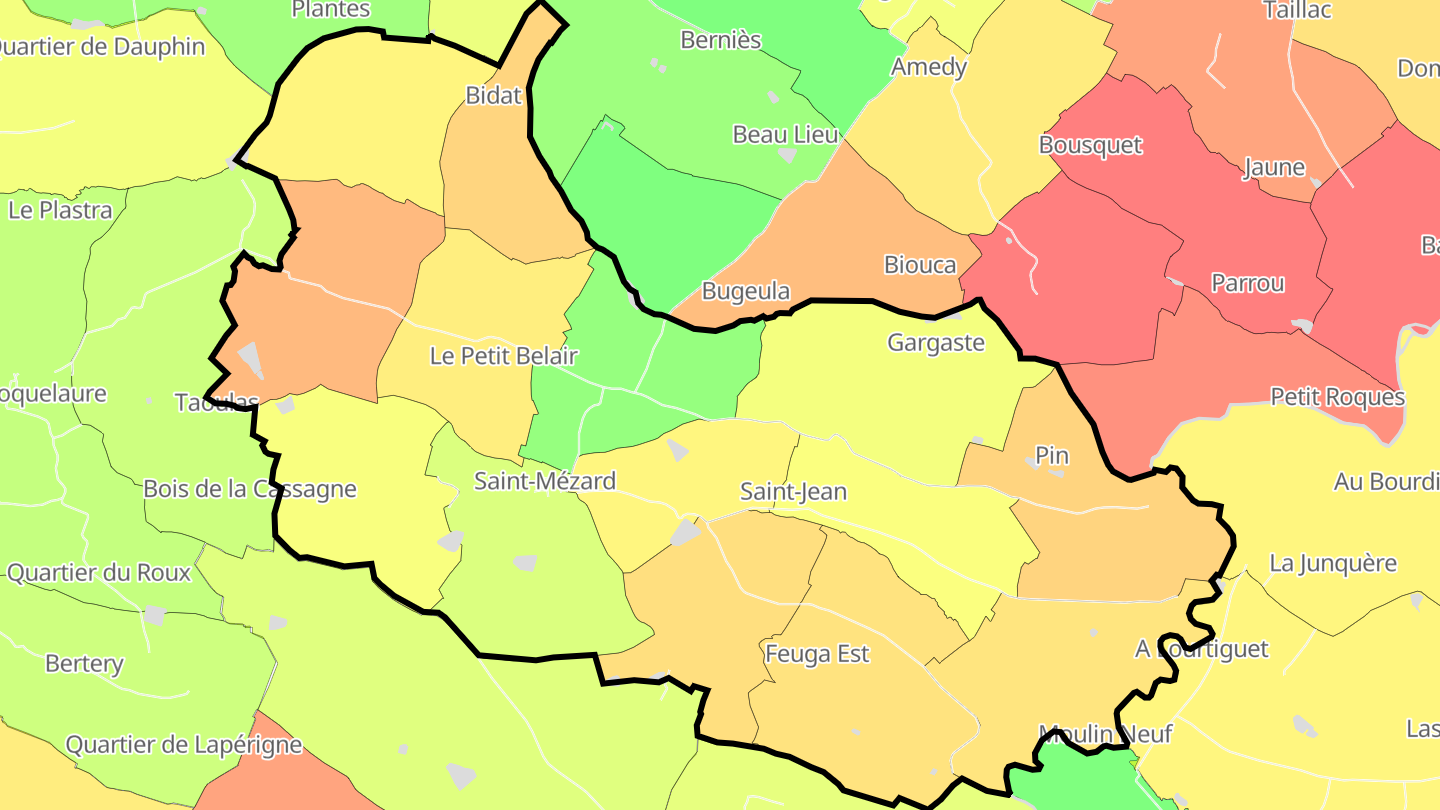 Carte des prix de l'immobilier Saint-Mézard