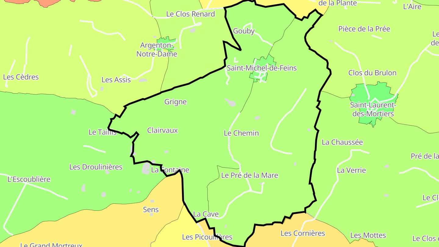 Carte des prix de l'immobilier Saint-Michel-de-Feins