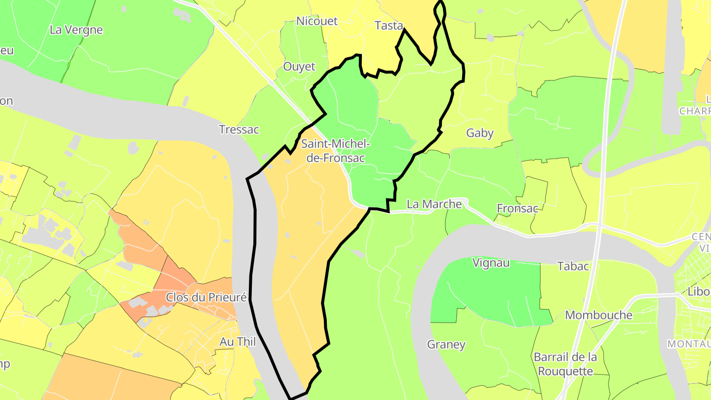 Carte des prix de l'immobilier Saint-Michel-de-Fronsac