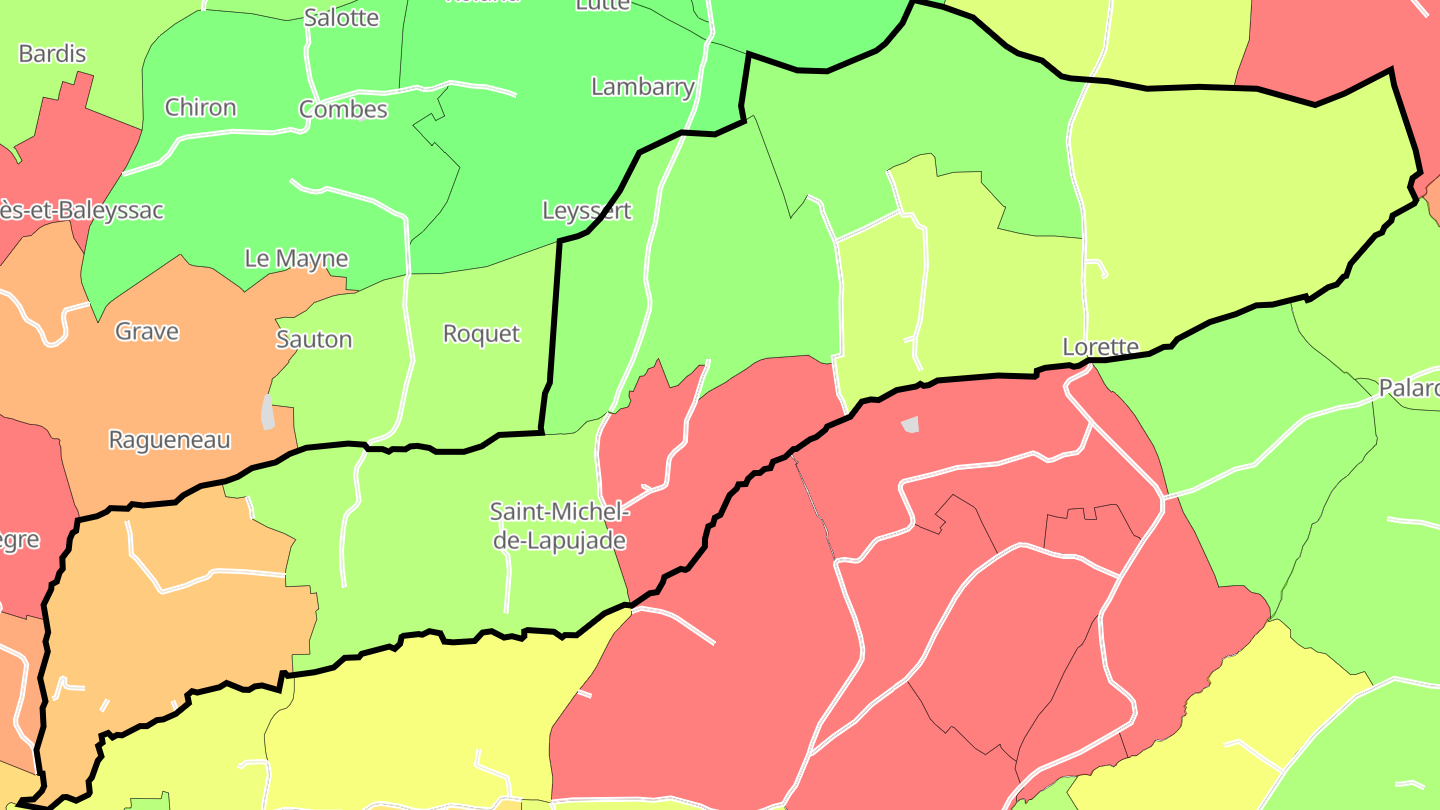 Carte des prix de l'immobilier Saint-Michel-de-Lapujade
