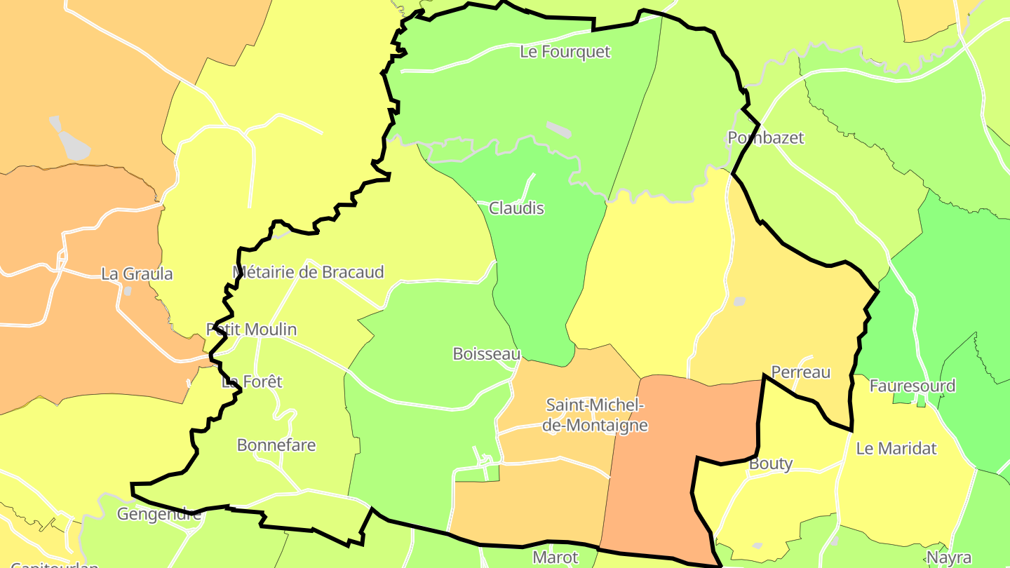 Carte des prix de l'immobilier Saint-Michel-de-Montaigne