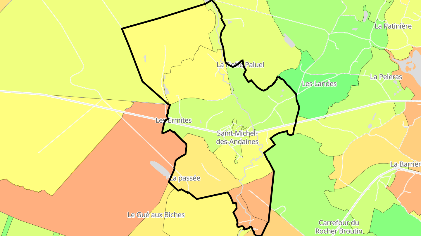 Carte des prix de l'immobilier Saint-Michel-des-Andaines