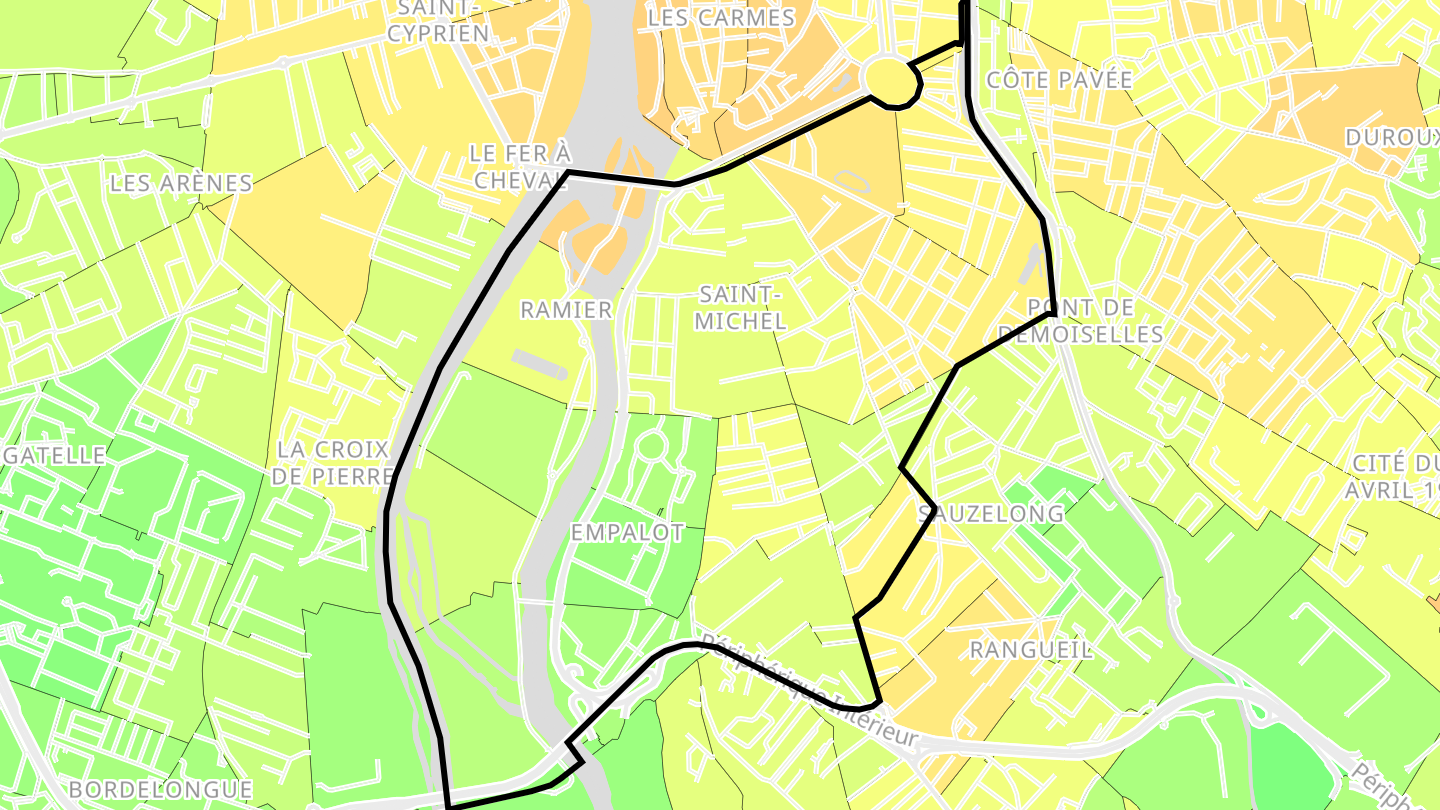 Carte des prix de l'immobilier Saint-Michel, Le Busca, Empalot, Saint-Agne