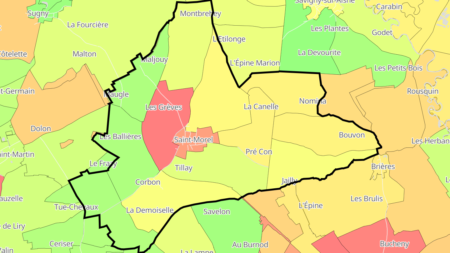 Carte des prix de l'immobilier Saint-Morel