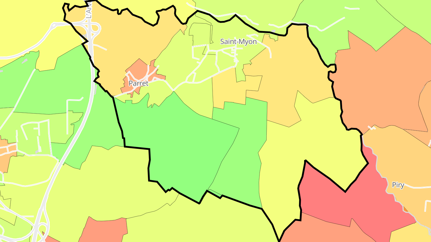 Carte des prix de l'immobilier Saint-Myon