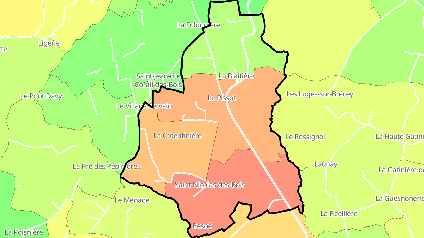 Carte des prix de l'immobilier Saint-Nicolas-des-Bois