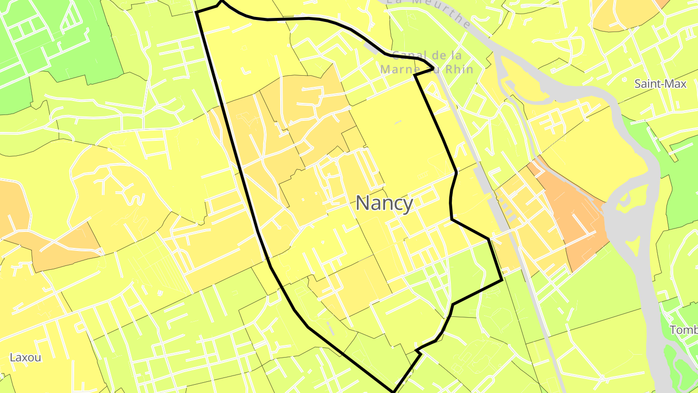 Carte des prix de l'immobilier Saint-Nicolas - Charles III - Ville vieille - Trois Maisons - Léopold