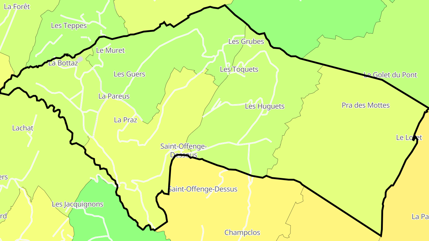 Carte des prix de l'immobilier Saint-Offenge-Dessous
