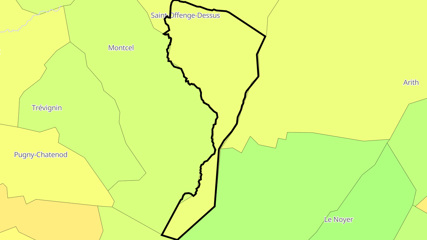 Carte des prix de l'immobilier Saint-Offenge-Dessus