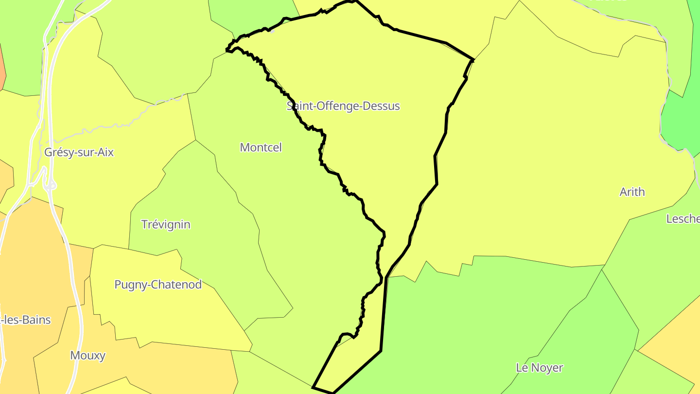 Carte des prix de l'immobilier Saint-Offenge