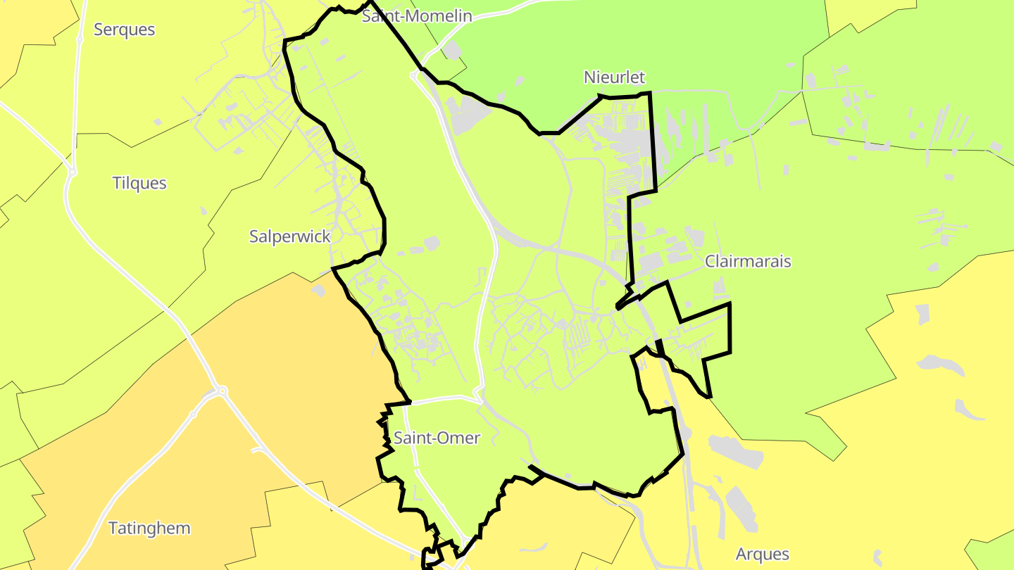 Carte des prix de l'immobilier Saint-Omer