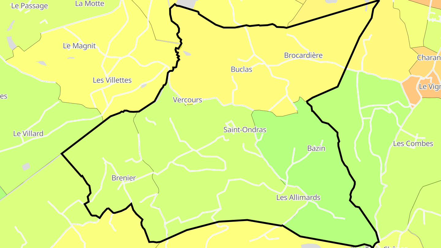 Carte des prix de l'immobilier Saint-Ondras