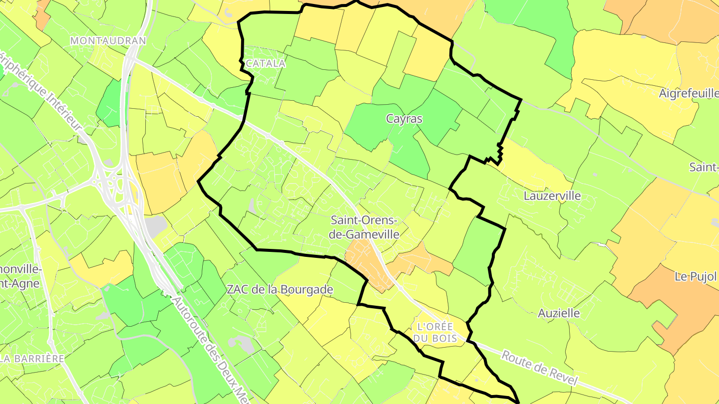 Carte des prix de l'immobilier Saint-Orens-de-Gameville