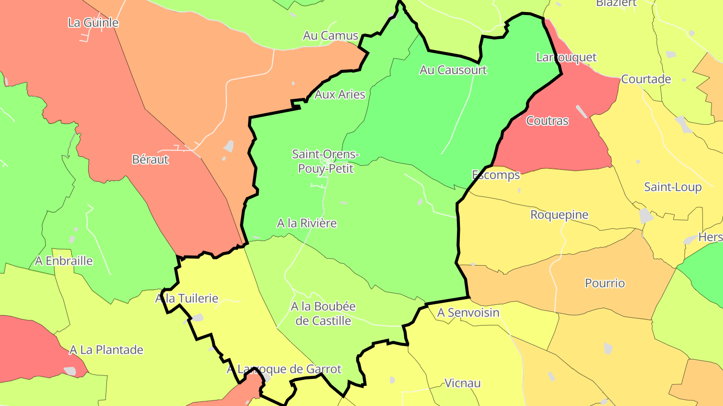 Carte des prix de l'immobilier Saint-Orens-Pouy-Petit