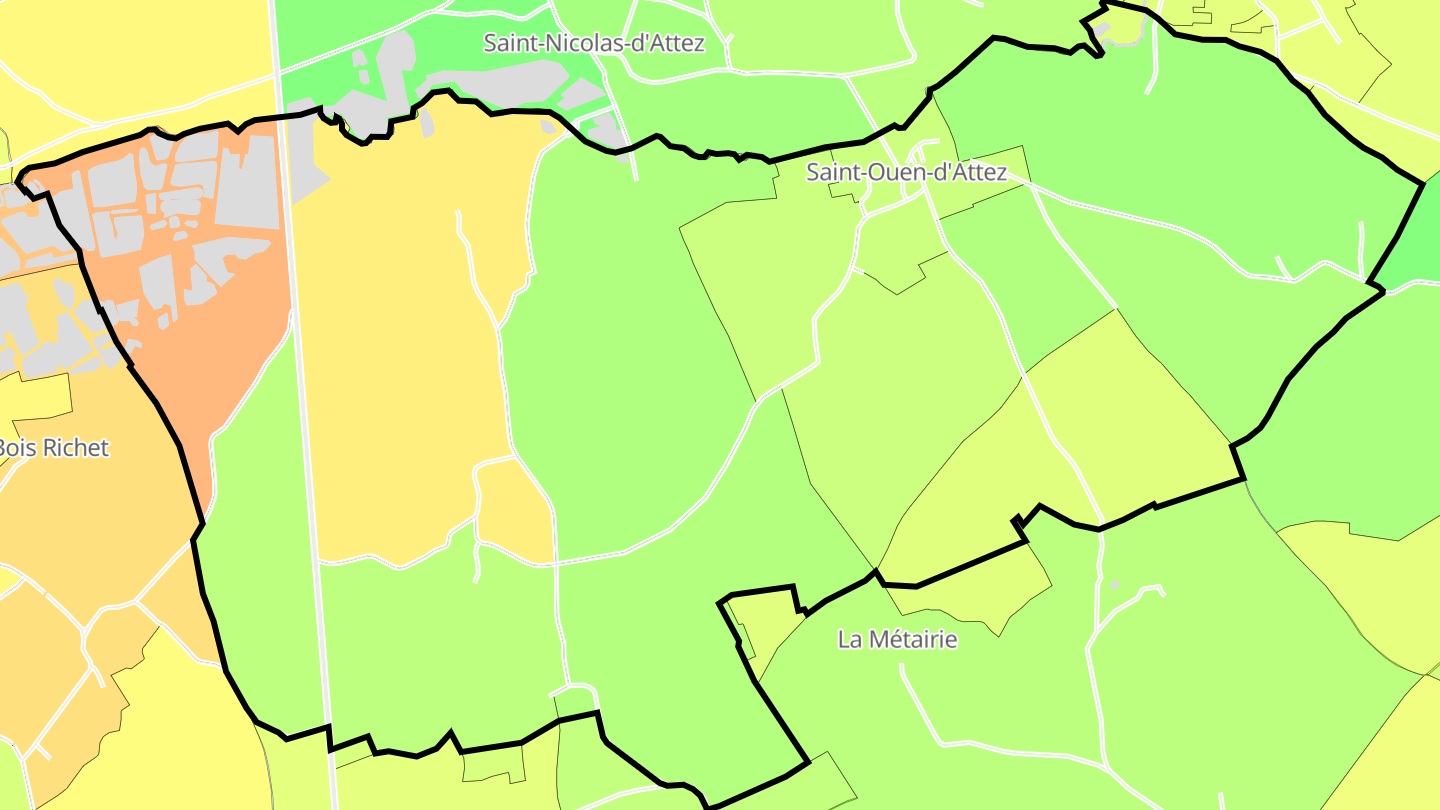 Carte des prix de l'immobilier Saint-Ouen-d'Attez