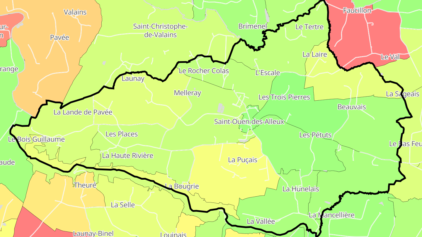 Carte des prix de l'immobilier Saint-Ouen-des-Alleux