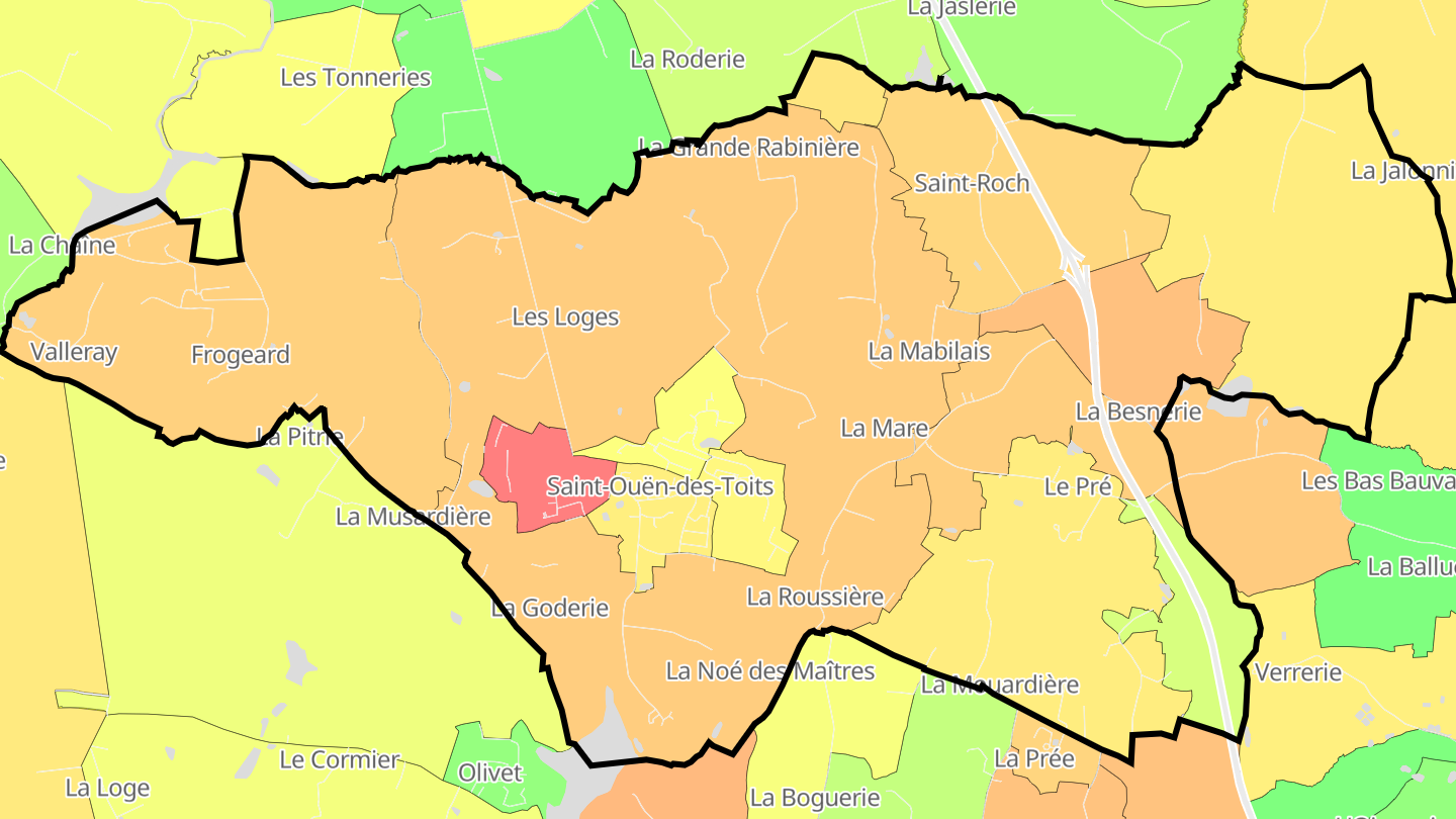 Carte des prix de l'immobilier Saint-Ouën-des-Toits