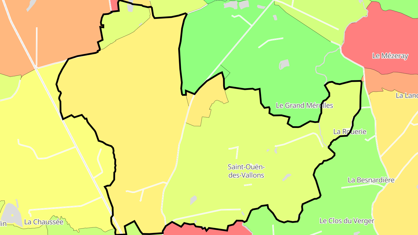Carte des prix de l'immobilier Saint-Ouën-des-Vallons