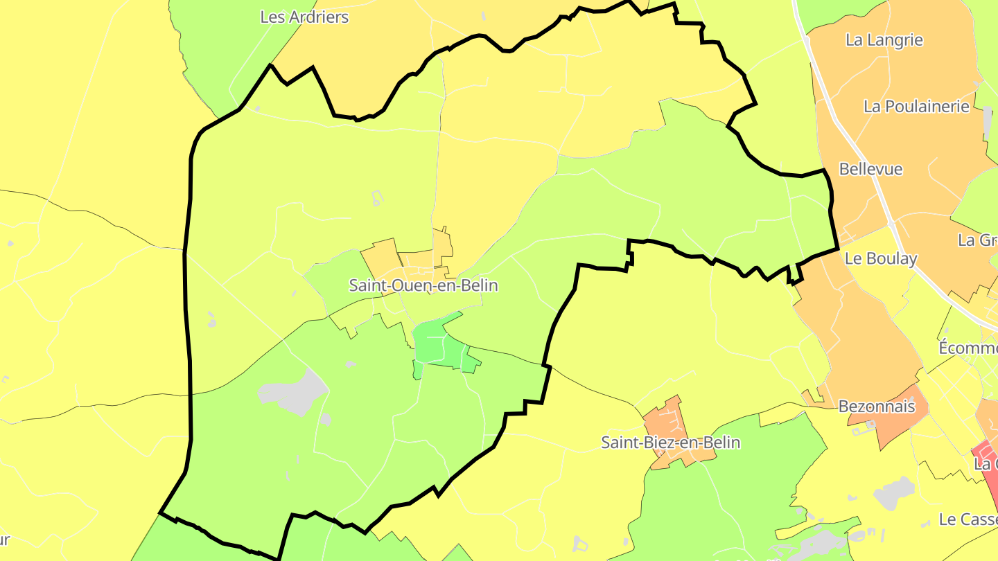 Carte des prix de l'immobilier Saint-Ouen-en-Belin