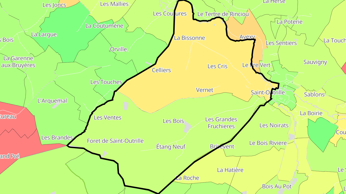 Carte des prix de l'immobilier Saint-Outrille
