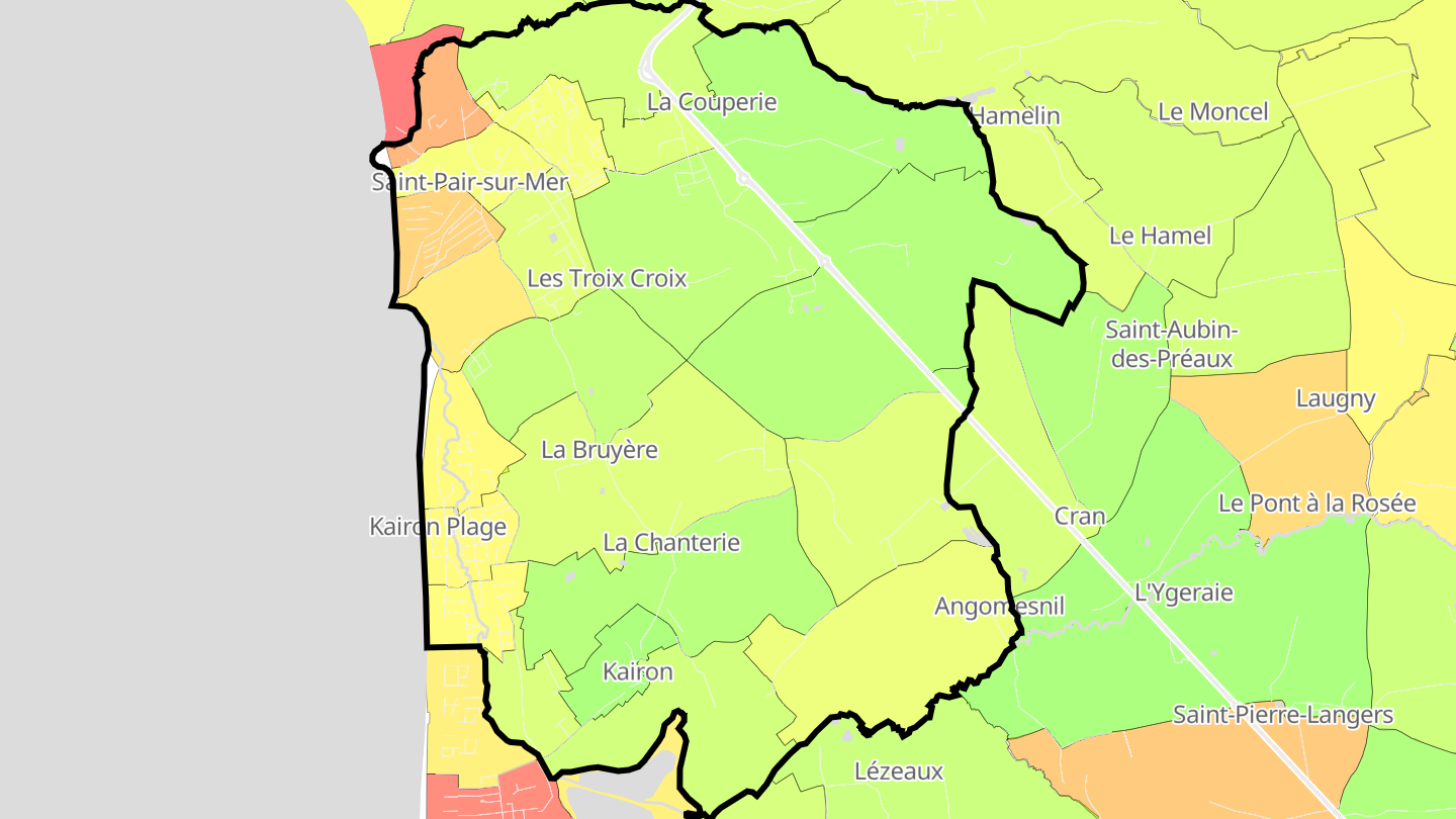 Carte des prix de l'immobilier Saint-Pair-sur-Mer