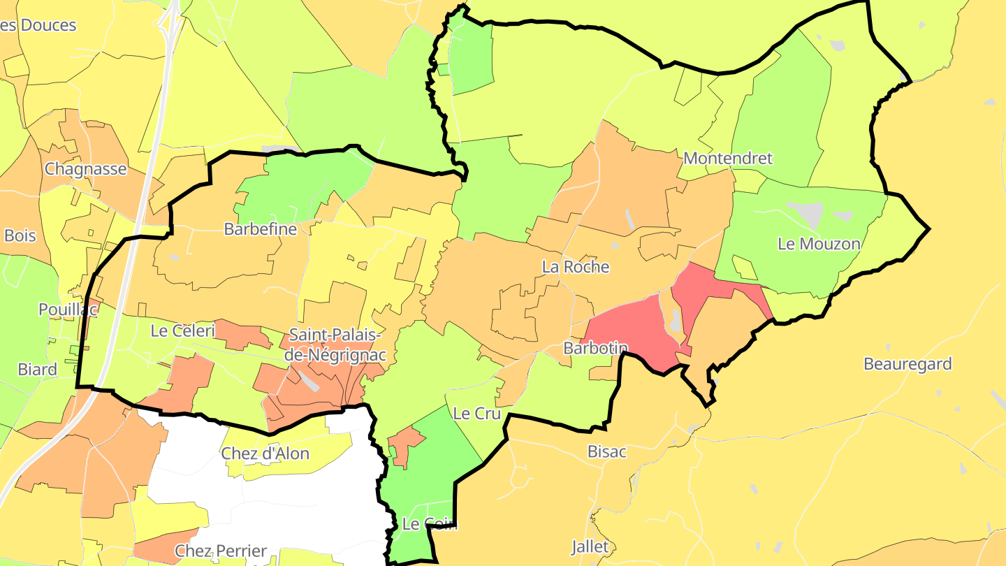 Carte des prix de l'immobilier Saint-Palais-de-Négrignac
