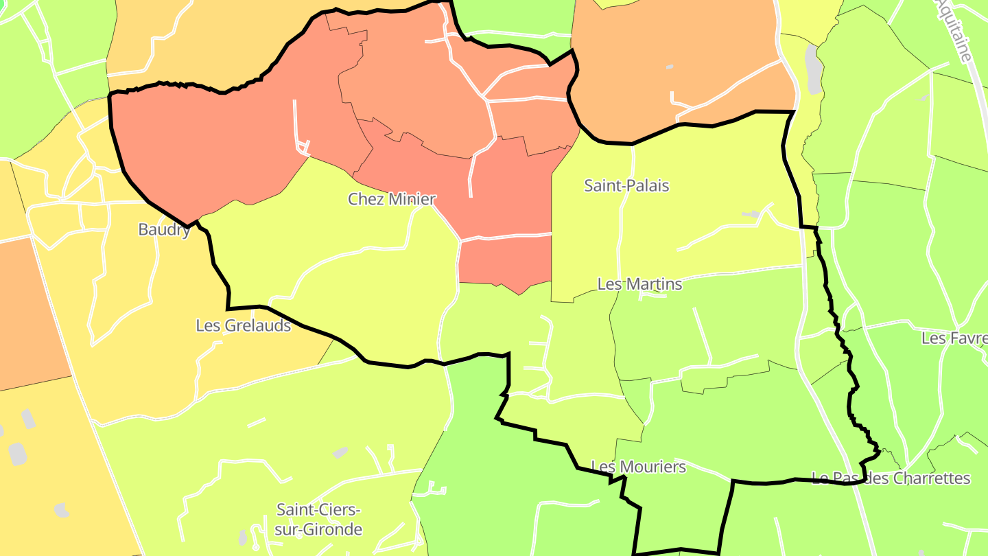 Carte des prix de l'immobilier Saint-Palais