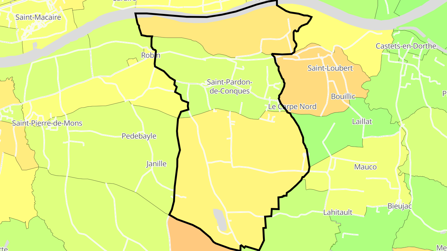 Carte des prix de l'immobilier Saint-Pardon-de-Conques