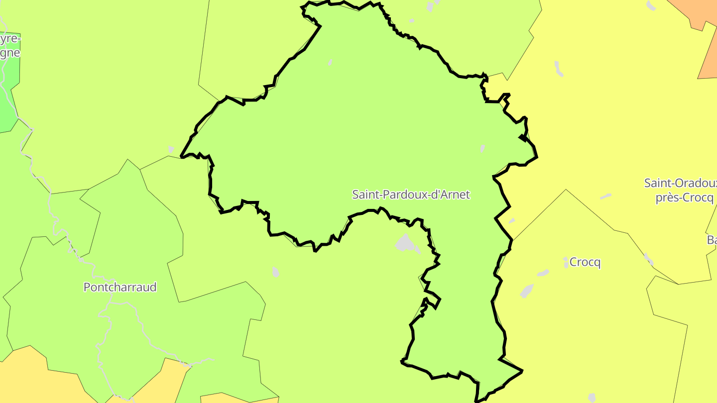 Carte des prix de l'immobilier Saint-Pardoux-d'Arnet