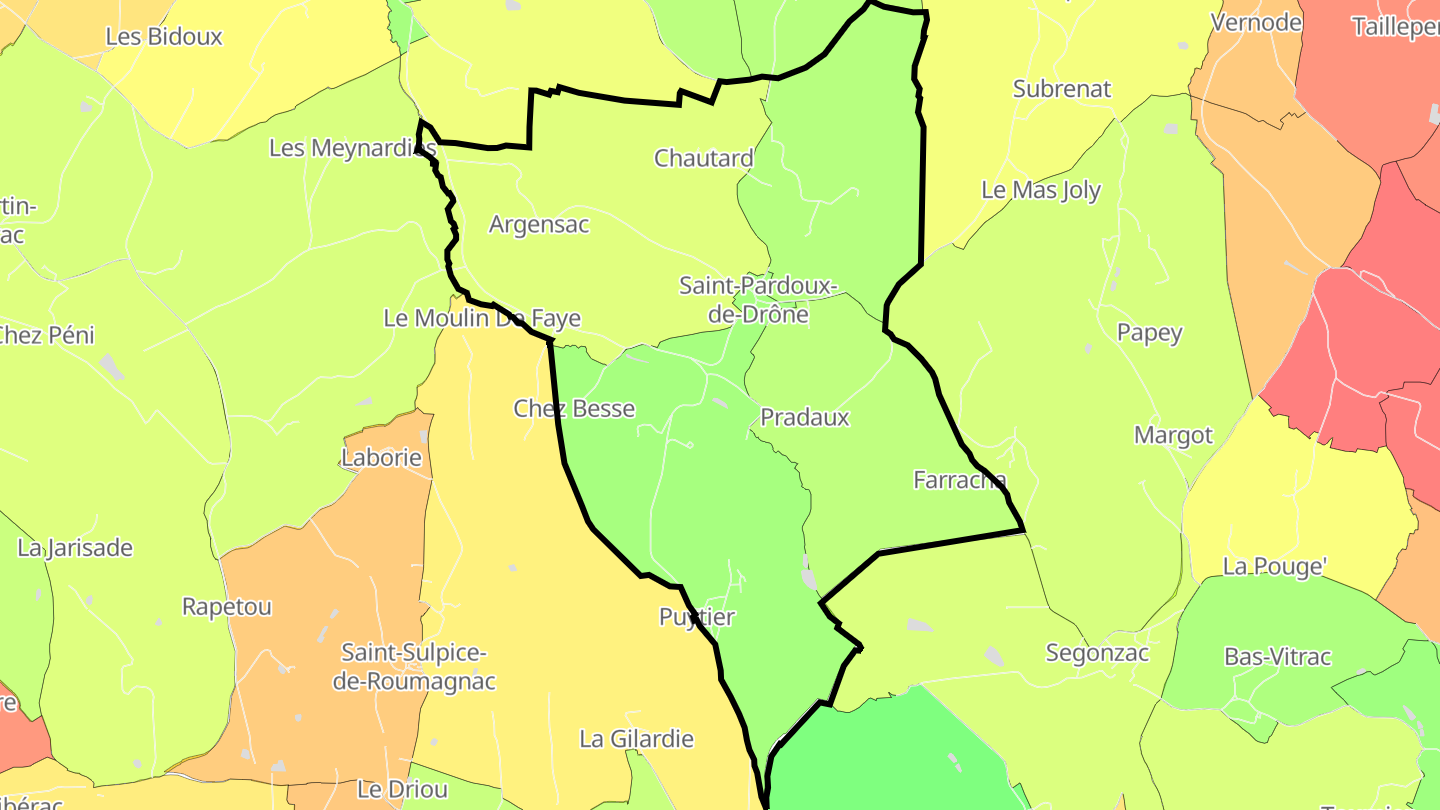 Carte des prix de l'immobilier Saint-Pardoux-de-Drône