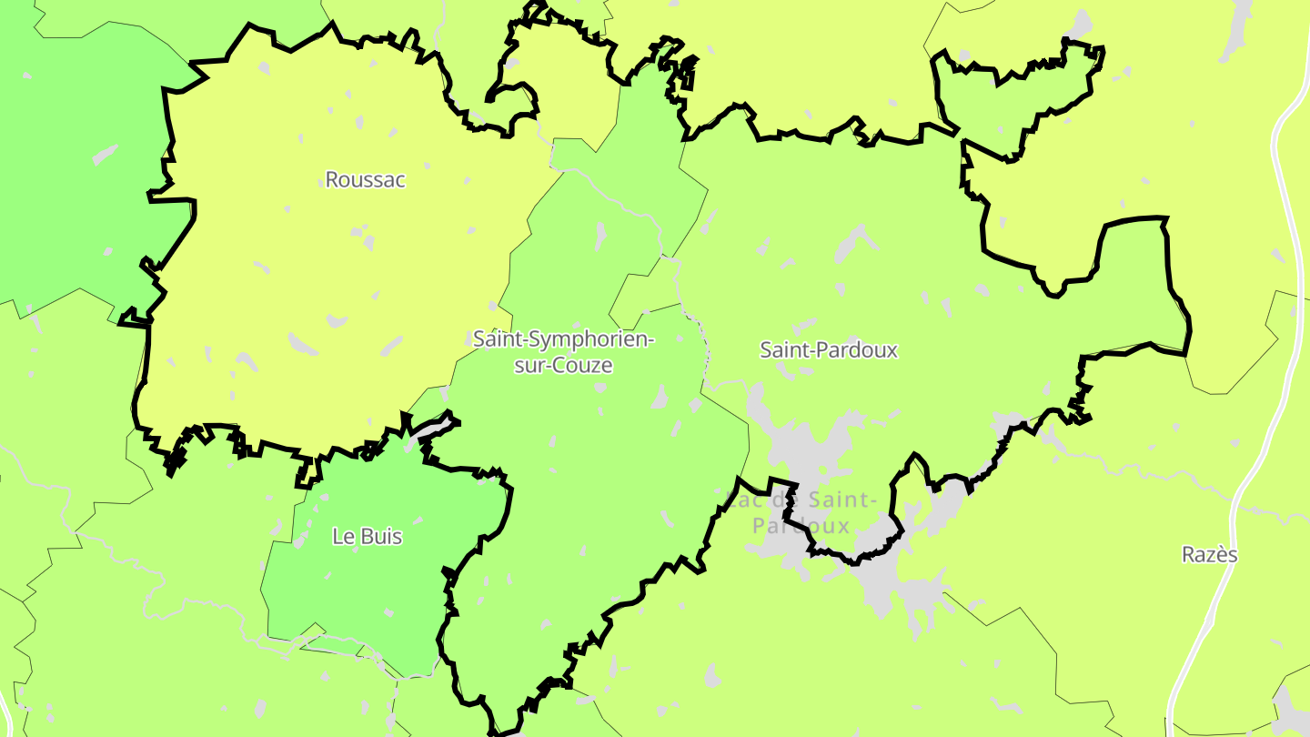Carte des prix de l'immobilier Saint-Pardoux-le-Lac
