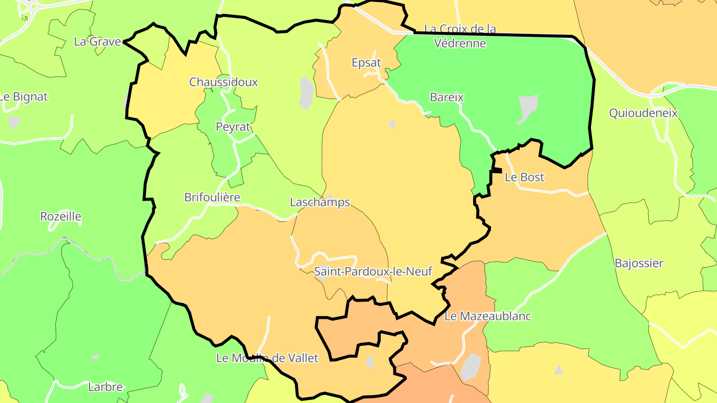 Carte des prix de l'immobilier Saint-Pardoux-le-Neuf