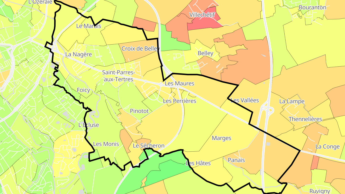 Carte des prix de l'immobilier Saint-Parres-aux-Tertres