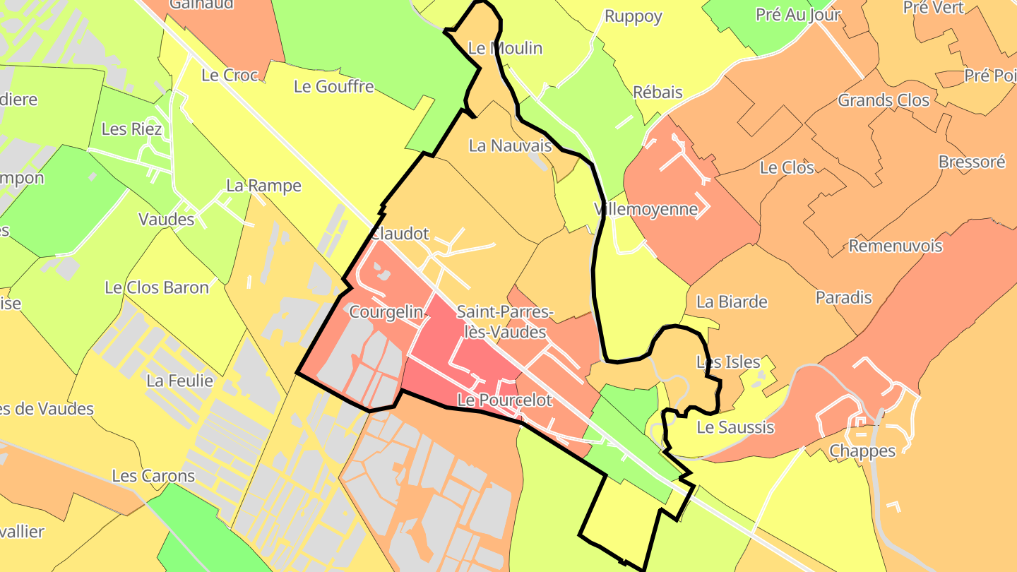 Carte des prix de l'immobilier Saint-Parres-lès-Vaudes