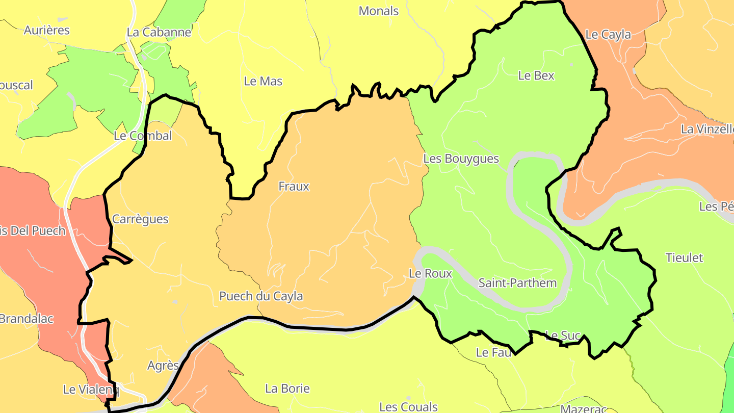 Carte des prix de l'immobilier Saint-Parthem